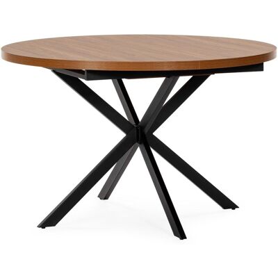 HOMN Mesa redonda extensible efecto Nogal, 120-160 cm HOMN Mesa redonda extensible efecto Nogal, 120-160 cm