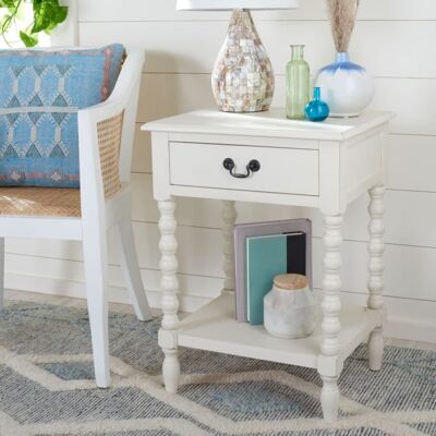 Safavieh Mesa auxiliar en madera, blanco envejecido Safavieh Mesa auxiliar en madera, blanco envejecido