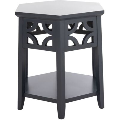 Safavieh Mesa auxiliar en madera de bayur, gris antracita Safavieh Mesa auxiliar en madera de bayur, gris antracita