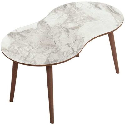 Calicosy Mesa de centro con tablero orgánico decoración mármol blanco l99 cm Calicosy Mesa de centro con tablero orgánico decoración mármol blanco l99 cm