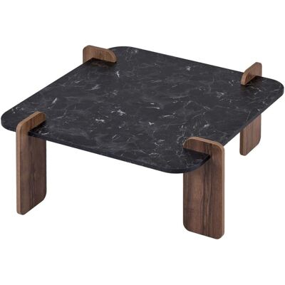 Calicosy Mesa de centro con tablero cuadrado l90 cm - nogal y madera negra Calicosy Mesa de centro con tablero cuadrado l90 cm - nogal y madera negra