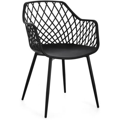 Bizzotto Juego de 4 sillas de comedor en acero y polipropileno negro Bizzotto Juego de 4 sillas de comedor en acero y polipropileno negro