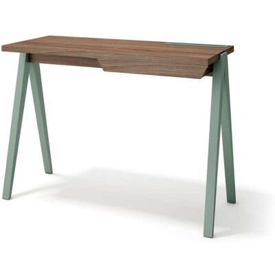 Herdasa Escritorio 1 cajón acabado nogal patas haya en verde 75x107x47 cm Herdasa Escritorio 1 cajón acabado nogal patas haya en verde 75x107x47 cm