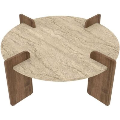 Calicosy Mesa de centro con tablero redondo d90 cm - beige Calicosy Mesa de centro con tablero redondo d90 cm - beige