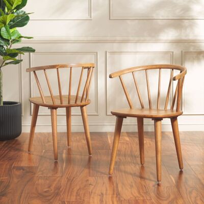 Safavieh Set de 2 sillas auxiliares en 100% madera de caucho, miel Safavieh Set de 2 sillas auxiliares en 100% madera de caucho, miel