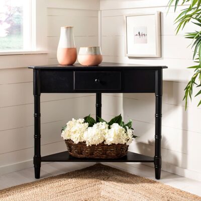 Safavieh Mesa auxiliar en madera maciza, negro Safavieh Mesa auxiliar en madera maciza, negro