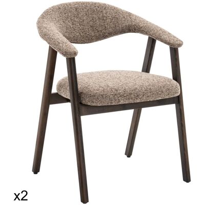 Happy Garden Pack de 2 sillas de madera oscura y tejido jaspeado beige Happy Garden Pack de 2 sillas de madera oscura y tejido jaspeado beige
