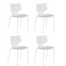 LolaHome Set de 4 sillas comedor mariposa apilables blancas de polipropileno