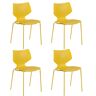 LolaHome Set de 4 sillas comedor mariposa apilables amarillas de polipropileno