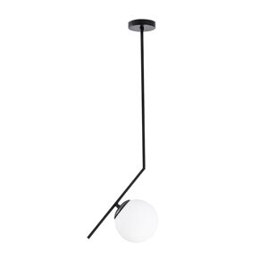 Wonderlamp Lámpara de techo negro con forma curvilínea y esfera de cristal opal