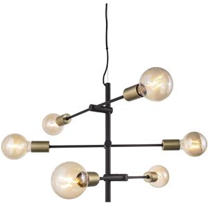 Nordlux Lámpara de techo vintage negro y latón 6 luces con varillas ø 55 cm