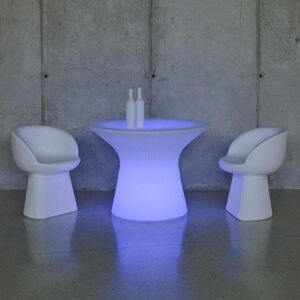 Newgarden Mesa con luz rgb de exterior en polietileno blanco 73cm diámetro 99cm