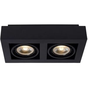 Lucide Plafón de techo negro sencillo rectangular con 2 luces orientables