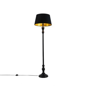QAZQA Lámpara de pie madera negro 45 x 155 (cm)