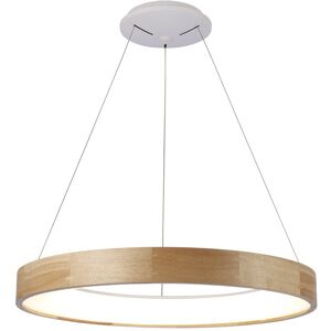 Cristalrecord Lámpara colgante led circular nórdico con pantalla de madera ø92 cm