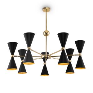 Maytoni Lámpara de araña 14 luces moderno dorado con tulipas negras