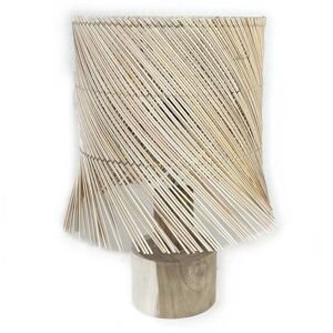 NATYAL Lámpara de mesa de ratán con base de madera de teca 31 x 45 cm