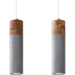 Sollux Lighting Lámpara colgante madera gris y natural concreto, madera  alt. 120 cm