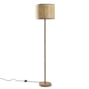 HOMN Lámpara de pie de metal imitación madera, altura 161 cm