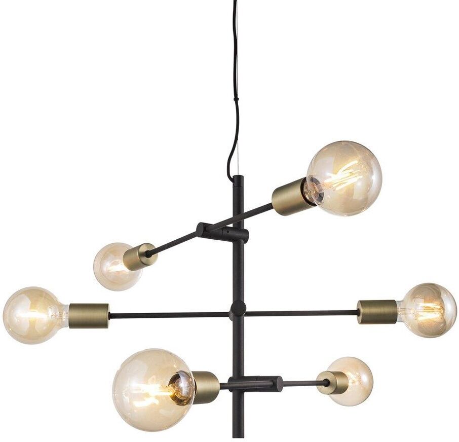 Nordlux Lámpara de techo vintage negro y latón 6 luces con varillas ø 55 cm