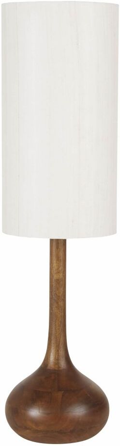 Maisons du Monde Lámpara de madera de mango con pantalla de lino beige