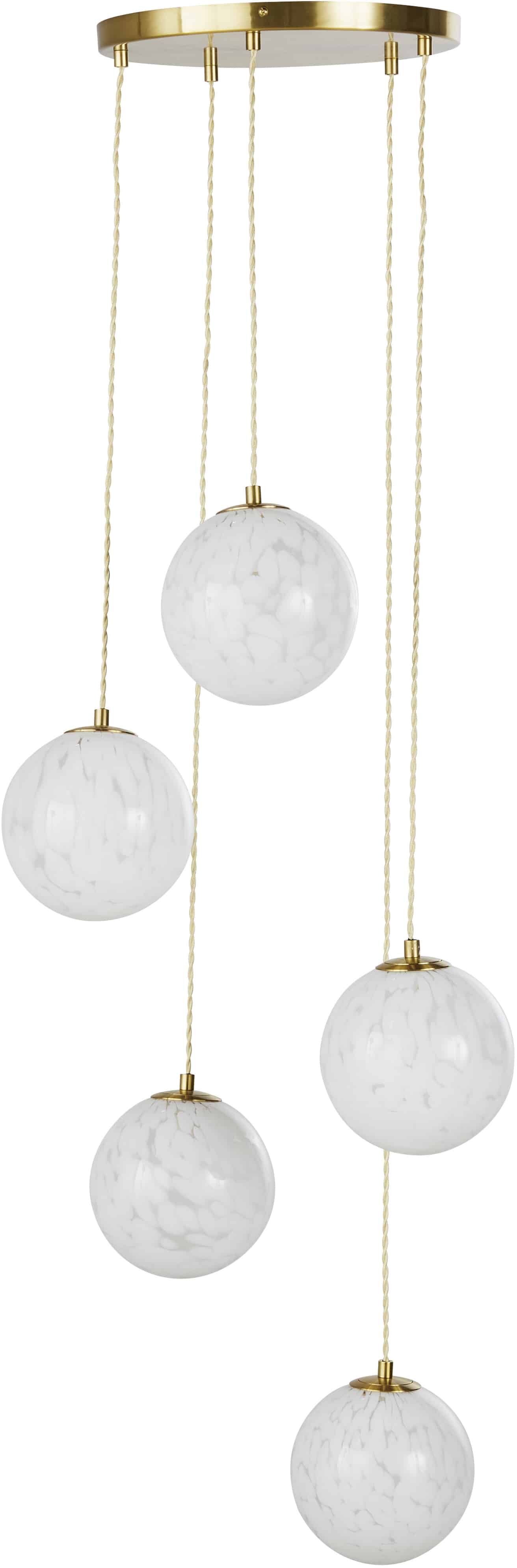 Maisons du Monde Lámpara de techo con 5 bolas de vidrio soplado blanco y metal dorado