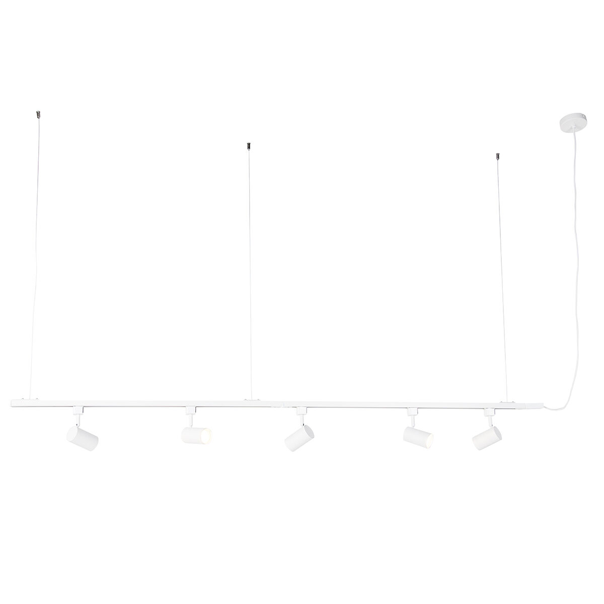 QAZQA Sistema moderno de riel colgante blanco con 5 foco 193 x 9.5 x 200(cm)