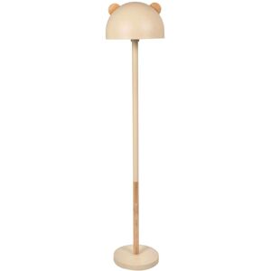 Maisons du Monde Lámpara de pie de madera de caucho beige y pantalla con orejas 141 cm Maisons du Monde Lámpara de pie de madera de caucho beige y pantalla con orejas 141 cm