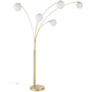 Maisons du Monde Lámpara de pie de metal dorado y 5 globos blancos opaco Alt 202 cm Maisons du Monde Lámpara de pie de metal dorado y 5 globos blancos opaco Alt 202 cm