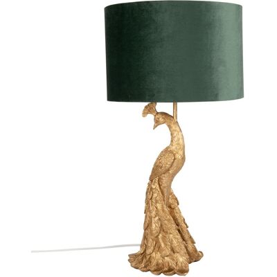 Maisons du Monde Lámpara de pavo en dorado con pantalla de terciopelo en verde Maisons du Monde Lámpara de pavo en dorado con pantalla de terciopelo en verde