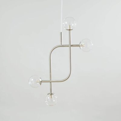 Maisons du Monde Lámpara de techo de acero pulido con 4 pantallas transparentes Maisons du Monde Lámpara de techo de acero pulido con 4 pantallas transparentes