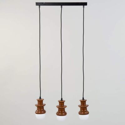 Maisons du Monde Lámpara de techo de gres marrón con 3 esferas blancas Maisons du Monde Lámpara de techo de gres marrón con 3 esferas blancas