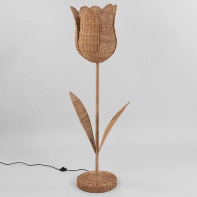 Maisons du Monde Lámpara de pie con forma de flor de ratán trenzado, 155 cm Maisons du Monde Lámpara de pie con forma de flor de ratán trenzado, 155 cm