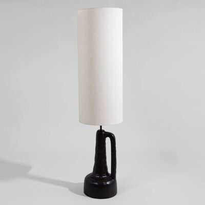 Maisons du Monde Lámpara de pie de aluminio negro con pantalla de lino, 129 cm Maisons du Monde Lámpara de pie de aluminio negro con pantalla de lino, 129 cm