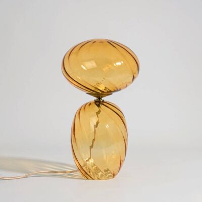 Maisons du Monde Lámpara de mesa de vidrio acanalado naranja Maisons du Monde Lámpara de mesa de vidrio acanalado naranja