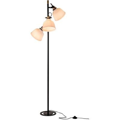 Sulion Lámpara de pie 3 luces cristal estructura negra cuero viejo e27 Sulion Lámpara de pie 3 luces cristal estructura negra cuero viejo e27