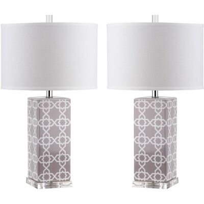 Safavieh Set de 2 lámparas de mesa en cerámica/acrílico, gris Safavieh Set de 2 lámparas de mesa en cerámica/acrílico, gris