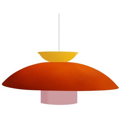 Tosel Lámpara de suspensión metal multicolor pantalla naranja Tosel Lámpara de suspensión metal multicolor pantalla naranja