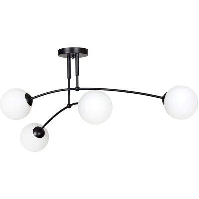 Wonderlamp Plafón de techo estilo minimalista negro con 4 esferas de cristal Wonderlamp Plafón de techo estilo minimalista negro con 4 esferas de cristal