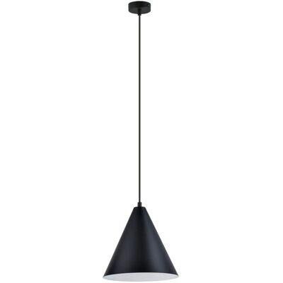Wonderlamp Lámpara colgante con pantalla de metal negro e interior blanco Wonderlamp Lámpara colgante con pantalla de metal negro e interior blanco