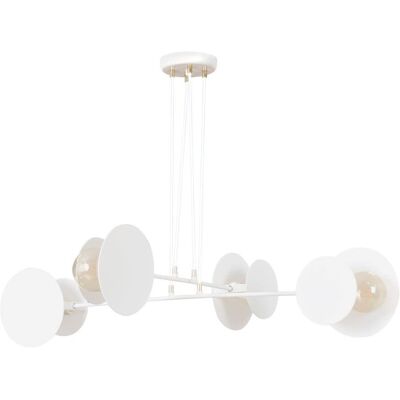 Wonderlamp Lámpara colgante con 8 piezas circulares de metal blancas Wonderlamp Lámpara colgante con 8 piezas circulares de metal blancas