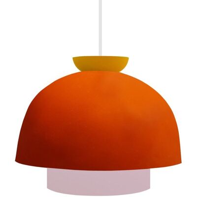Tosel Lámpara de suspensión metal multicolor pantalla naranja Tosel Lámpara de suspensión metal multicolor pantalla naranja