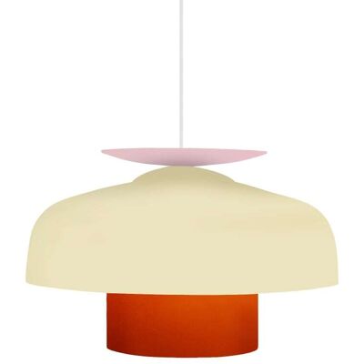 Tosel Lámpara de suspensión metal multicolor pantalla beige Tosel Lámpara de suspensión metal multicolor pantalla beige