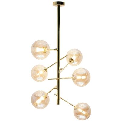 Kosilum Lámpara colgante oro/latón - Moderno con 6 brazos y globos de vidrio Kosilum Lámpara colgante oro/latón - Moderno con 6 brazos y globos de vidrio
