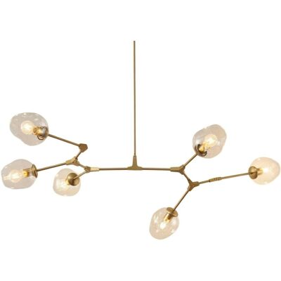 Kosilum Lámpara colgante dorada estilo floral con 6 bolas - Iluminación Industrial Kosilum Lámpara colgante dorada estilo floral con 6 bolas - Iluminación Industrial