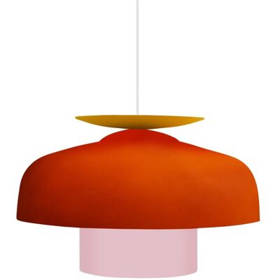 Tosel Lámpara de suspensión metal multicolor pantalla naranja Tosel Lámpara de suspensión metal multicolor pantalla naranja