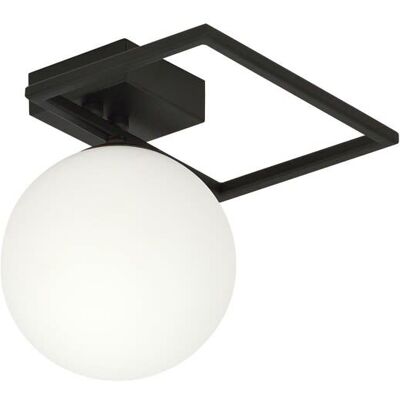 Wonderlamp Plafón de techo con estructura de metal rectangular y esfera blanca Wonderlamp Plafón de techo con estructura de metal rectangular y esfera blanca