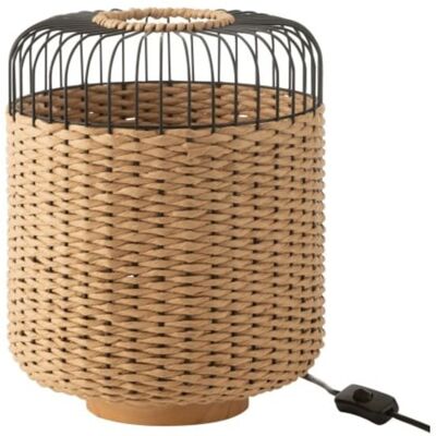 J-line Lámpara de sobremesa de metal y fibra beige 27x27x34.5 cm J-line Lámpara de sobremesa de metal y fibra beige 27x27x34.5 cm