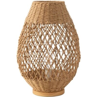 J-line Lámpara de sobremesa de metal y madera beige 38x38x54.5 cm J-line Lámpara de sobremesa de metal y madera beige 38x38x54.5 cm