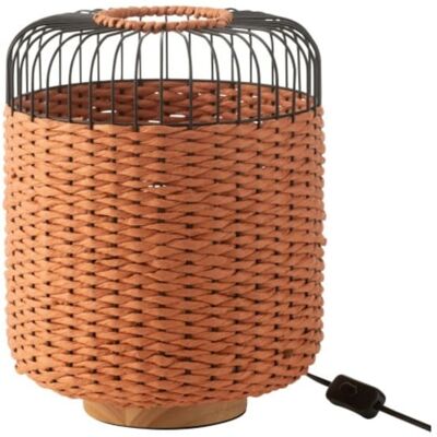 J-line Lámpara de sobremesa de metal y fibra naranja 27x27x34.5 cm J-line Lámpara de sobremesa de metal y fibra naranja 27x27x34.5 cm